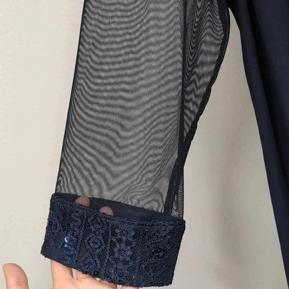 R&M Richards Womens 12 Navy Blue Sparkle Cardigan dr ss Set NWT m27 - Picture 4 of 9